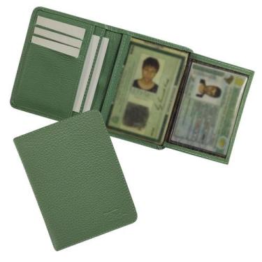 Imagem de Carteira Compacta Couro RFID Blocking 20-R Raffai Couros, Verde jade