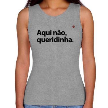Imagem de Regata Feminina Aqui não queridinha - Foca na Moda, Cinza, P