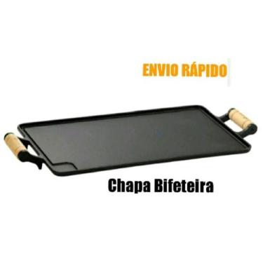 Imagem de Chapa Bifeteira Lisa  Ferro 2 Alças Envio Imediato - Santana