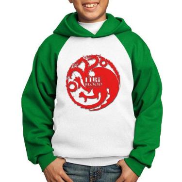 Imagem de Moletom Infantil Fire and Blood Targaryen - Foca na Moda, Branco, Verd