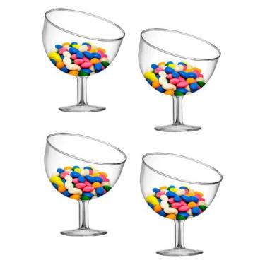 Imagem de Kit C/4 Taça inclinada Tropical Acrilico 400ml Peq. 15x12cm - TT