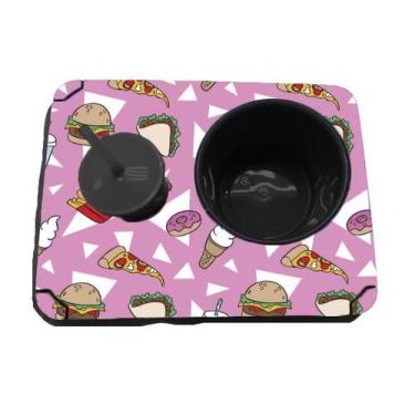 Imagem de Almofada Bandeja Pipoca Balde e 1 Copo Suede Macio e Madeira Personali