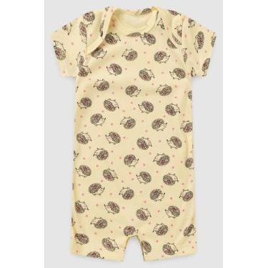 Imagem de Macacao Bebe Curto Porco Espinho Coracao - Gabilu, P, Amarelo