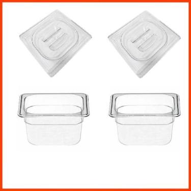 Imagem de Kit de 2 Cubas Gastronômicas Com Tampa Acrilico 1/6 100mm - Zepper