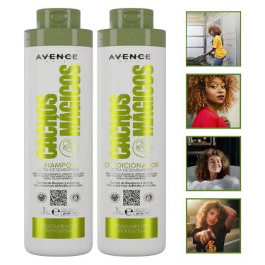 Imagem de Kit Shampoo + Condicionador Cachos Mágicos 1L Brilho Intenso Salão em Casa Hidratação Profissional