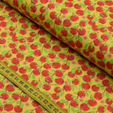 Imagem de Tecido Estampado para Patchwork - Pomar : Maçã Fundo Amarelo (0,50x1,4