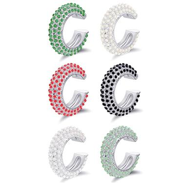 Imagem de Tornito 6 peças de brincos de pressão de zircônia cúbica não perfurada para orelha sem piercing clipe cartilagem brincos para mulheres prateado dourado, não conhecido, Sem pedra preciosa