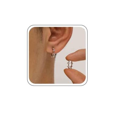 Imagem de Ximdble Brincos vintage de arame farpado, amolas, brincos de argola prateados, brincos de argola de argola de argola para mulheres, Zinco, Sem pedra preciosa