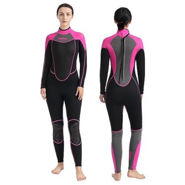 Imagem de AnParc Roupa de mergulho feminina de neoprene de 3 mm para natação em água fria com zíper nas costas, adequado para mergulho, natação, surfe, snorkel e outros esportes aquáticos