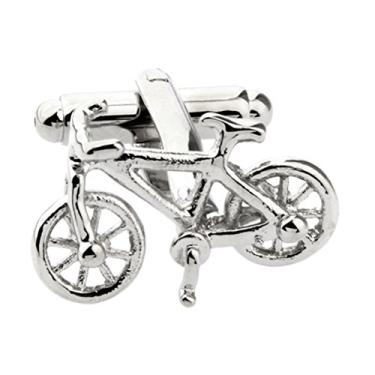Imagem de Abotoaduras masculinas 3D Bike Silver Bicycle Cuff Lins para Camisa