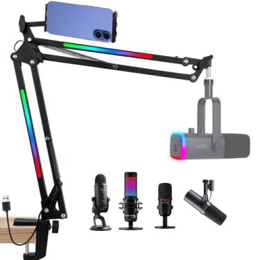 Imagem de SUNMON Braço de Lança Rgb-Braço de Microfone com Luz Rgb, 11 Modos de Luz Ajustáveis, Braço de Lança de Microfone com Adaptador Compatível com Microfone Fifine, Blue Yeti, Hyperx Quadcast E A Maioria