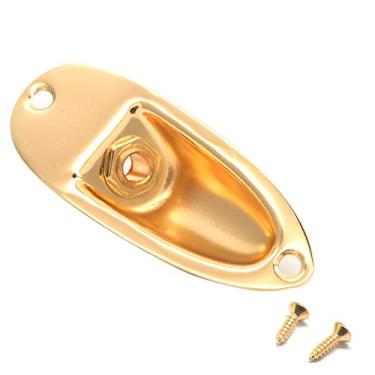 Imagem de harpfeas Entrada de guitarra placa soquete saída estilo barco carregado 1/4 polegada para guitarra elétrica Fender Stratocaster Strat St Mono (ouro)