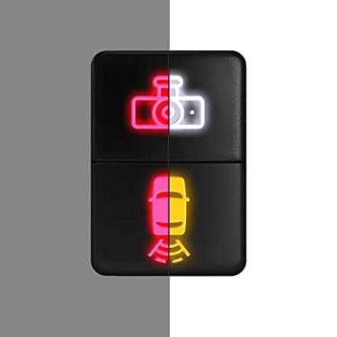 Imagem de [DASHCAM/Câmera reversa] Substituição de botão de pressão de duas funções/duas cores para Toyota Tacoma Tundra 4Runner Sequoia etc - Tamanho 2,2 x 3,3 cm - Vermelho-Branco/Vermelho-Laranja