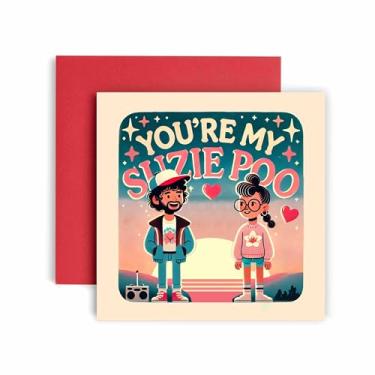 Imagem de Huxters Cartão engraçado de dia dos namorados - Stranger Things You're my Suzie Poo Boyfriend Girlfriend card - Cartão de aniversário de casamento marido esposa - 14,8 cm (Suzie Poo)
