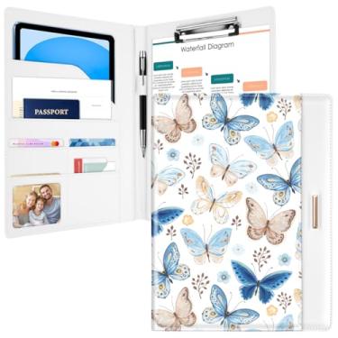 Imagem de Pasta de portfólio padfolio/currículo para mulheres e homens, WAVEYU Cute Chic Padfolio Cover Folder, organizador de documentos de conferência/jurídico com prancheta tamanho carta/A4, capa para