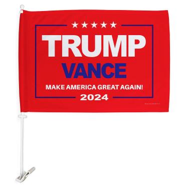 Imagem de American Made Flag Bandeira Trump Vance Bandera Vermelha Para Decoração de Carro Clipe de Janela Kit de Montagem de Poste de Rally Tiro 2024 Pôster MAGA Placa Decoração de Automóvel Externa, Presente