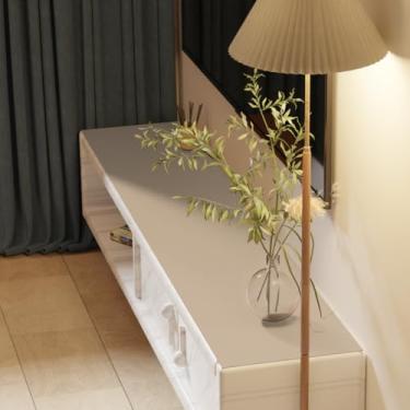 Imagem de Zinkooat Capa de cômoda de couro, 1,8 mm de espessura, 35 x 182 cm, protetor de cômoda, protetor de cômoda, capa de cômoda, capa de cômoda para quarto (marrom claro + cinza, 35,5 x 182)