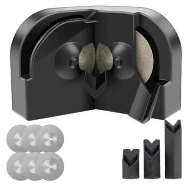 Imagem de Afiador de brocas multiuso, afiador de facas de impacto elétrico, polimento descartável de dupla face para todas as brocas, preto com 6 rodas