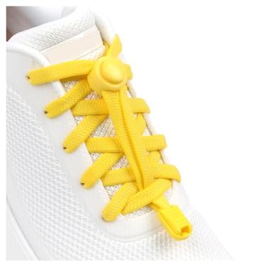 Imagem de ZHENTOR Cadarços elásticos sem laço - cadarços elásticos sem cadarço para tênis infantil e adulto, tamanho único, Amarelo, 47inchs