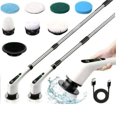 Imagem de Esfregão Elétrico Giratório 7 em 1 Escova De Limpeza Ajustável adequada para limpeza de chuveiro azulejo piso