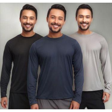 Imagem de Kit 3 Camisas Térmica Proteção Solar Frio E Calor Envio Já - MC Digita