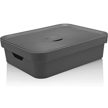 Imagem de Ou Caixa Organizadora com Tampa 16L Chumbo Linha Cube