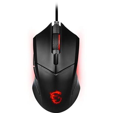 Imagem de MSI Mouse para jogos Clutch GM08, 4200 DPI, sensor óptico, 3 pesos ajustáveis, iluminação LED vermelha, design simétrico, preto