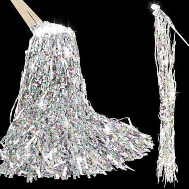 Imagem de 25 peças de varinha iluminada para casamento, fogos de artifício, varinhas de fadas, laser, fita adesiva com sino e flâmulas de brilho de luz LED para casamento, adereços de pista de dança, raves,