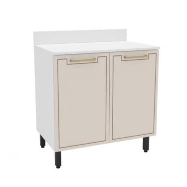 Imagem de Balcão de Cozinha 80 Cm Amara 2 Portas Branco/Creme - Politorno, Bege,