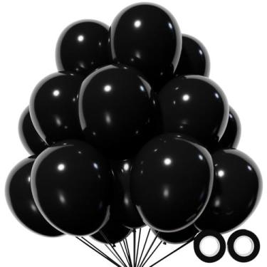 Imagem de Balões de Látex Pretos KUULBELA - 12 Polegadas (110 Unidades) com 2 Fi