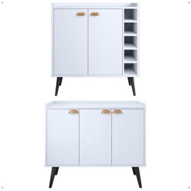 Imagem de Kit Aparador Truzzi 3 Portas Cantinho Café Buffet Madero Adega Barzinh