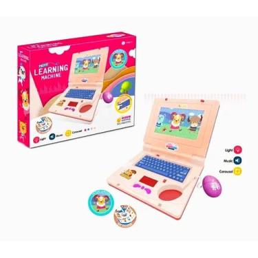 Imagem de Computador De Brinquedo Laptop Educativo Rosa Com Som E Luz - Fun Game