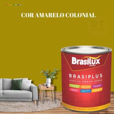 Imagem de Tinta de Parede Semi Brilho Amarelo Brasiplus 800ml Acrilica Lavável. 