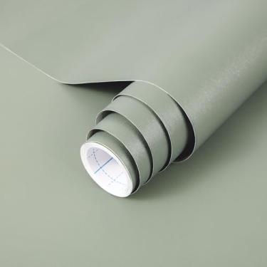 Imagem de practicalWs Papel de parede verde sálvia cola e descasca papel de contato verde 43 cm x 295 cm papel de parede removível autoadesivo vinil sólido para armários de cozinha de quarto