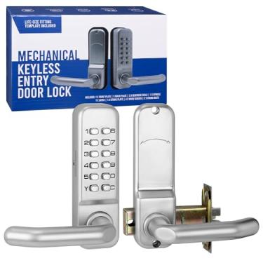 Imagem de Fortstrong Fechadura mecânica - Entrada sem chave com instalação esquerda ou direita - Fechadura de combinação automática durável - Segurança doméstica confiável - fácil de instalar - Prata