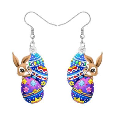 Imagem de DALANE Brincos de coelho de coelho divertidos de acrílico com pingente de lebre de coelho fofo joias hipoalergênicas para mulheres amantes de animais, pingentes festivos de decoração de festas de fim