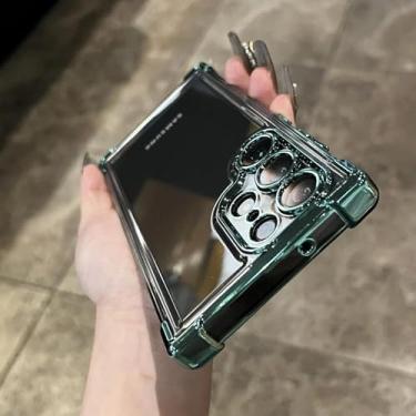 Imagem de HPQWN Para A54 5G Luxury Plating Armor Clear Case Capa protetora à prova de choque (para A54 5G/verde)