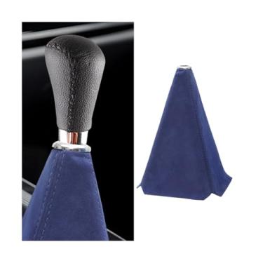 Imagem de BESULEN Capa de bota de câmbio de carro, capa contra poeira de botão de câmbio de couro, substituição manual/automática, polaina de freio de mão, capa de proteção contra poeira para carro (azul escuro
