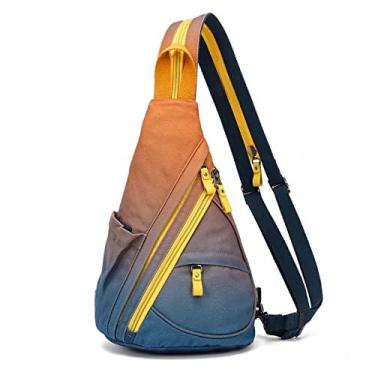Imagem de Bolsa tipoia de lona - pequena mochila crossbody ombro casual mochila para homens mulheres ciclismo ao ar livre caminhadas viagens