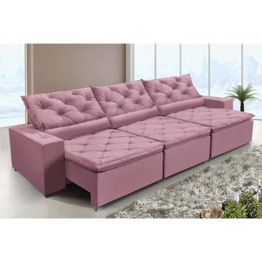 Imagem de Sofá monaco retratil E reclinavel 3,52 mts veludo rosa