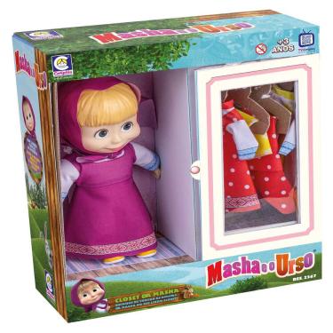 Imagem de Boneca Interativa Cotiplás Closet da Masha com Guarda-Roupa e Acessórios