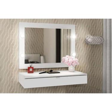 Imagem de Penteadeira c/ Espelho Camarim PE-2006 e Gaveta Suspensa PE-2004 Branco - Tecno Mobili