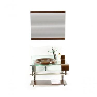 Imagem de Gabinete Vidro Banheiro Estilo Choppin Inox Cores Cor: marrom; Tamanho:50cm X 40cm