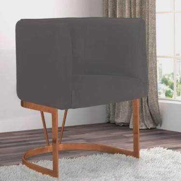 Imagem de Poltrona Cadeira Aurora Luxo Confort Industrial Ferro Bronze Suede Cinza - Ahz Móveis