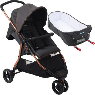 Imagem de Carrinho de Bebe Burigotto CR3 Gray Cobre com Moises Ninho