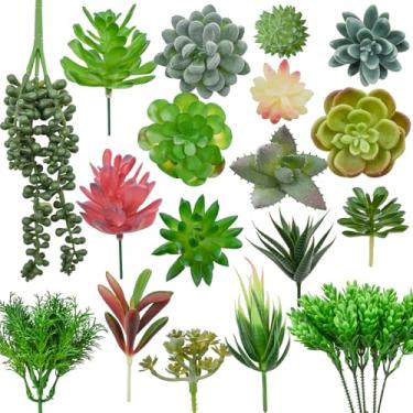 Imagem de Bacucine 18 plantas suculentas artificiais, realistas, sem vaso, suculentas falsas, mini plantas artificiais para jardim, escritório, festa, interior e exterior, decoração de casa (18)