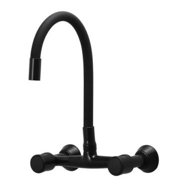 Imagem de Torneira Misturador Gourmet Flexível Preto Parede Cozinha - Furkin