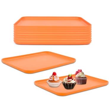 Imagem de Bandejas de arte de plástico, pacote com 10 bandejas de plástico grandes empilháveis, bandeja organizadora de artesanato, bandeja de servir, pintura, contas, armazenamento e servir (30 x 21 cm