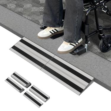 Imagem de Nuvium Rampa De Soleira Modular 2" Para Portas, Estável Cadeira Rodas Degraus Casa, Porta Alumínio E Meio-Fio Scooters, Cadeiras Elétricas, Carros, Capacidade Carga 1100 Libras