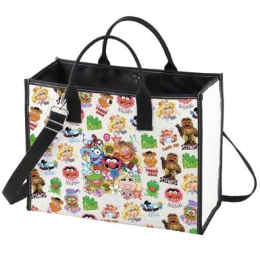 Imagem de WZMPA Miss Piggy Bolsa de ombro reutilizável para fãs de sapo Kermit presente Urso Fozzie & Pepe The Camarão reutilizável Gonzo & Walter Merch (Miss Piggy & Fozzie Bear BG)